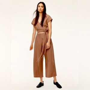 Aritzia Tan Brax Linen Jumpsuit